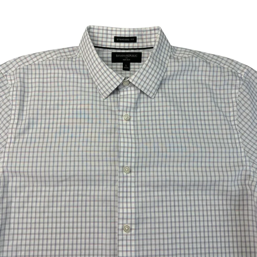 Banana Republic Shirt Men's Large Multicolor Checks Non-iron Standard Fit Preppy